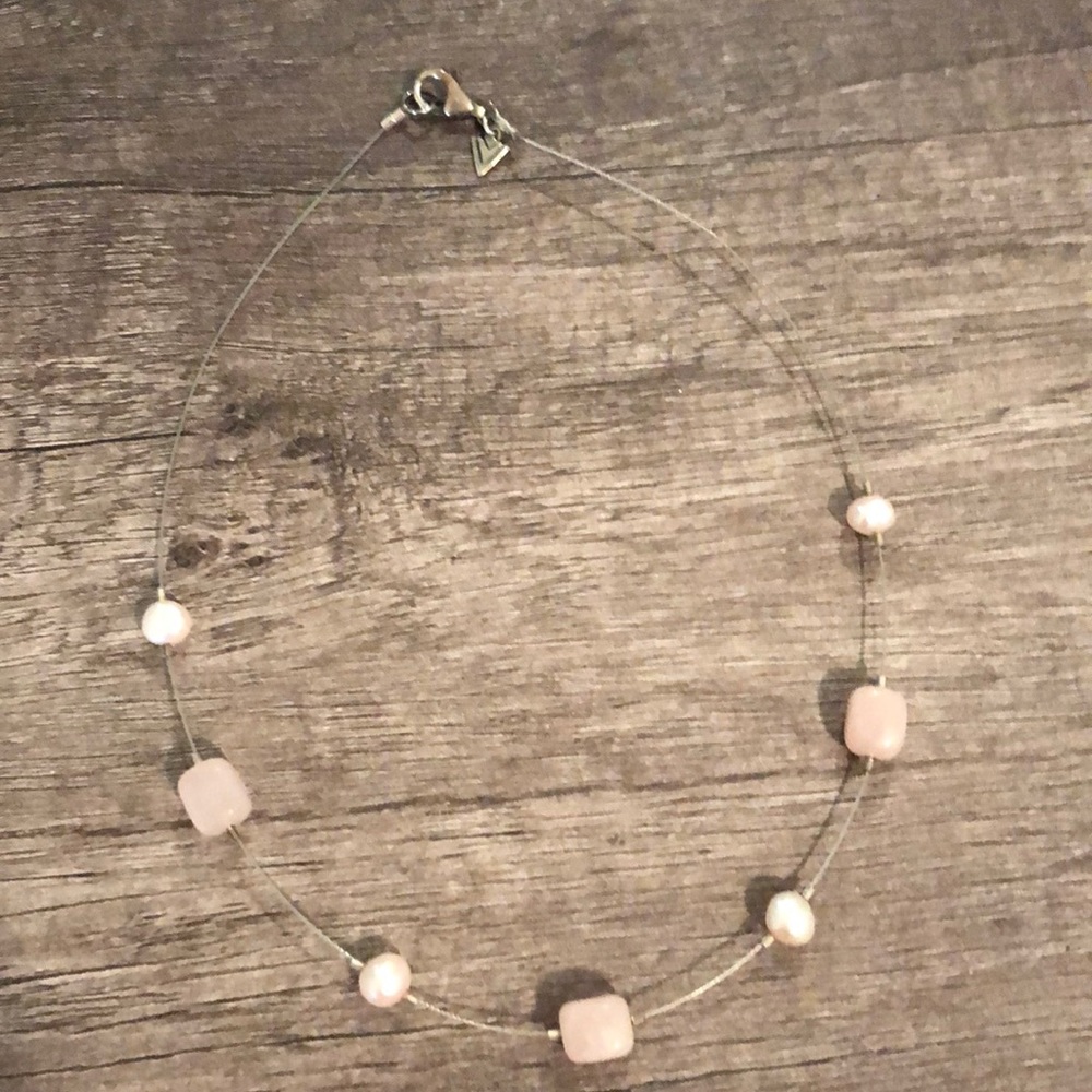 Silpada pink pearl rose quartz wire necklace